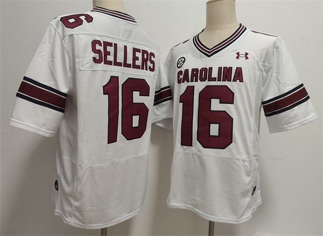 Men's South Carolina Fighting Gamecocks #16 LaNorris Sellers White Stitched Jersey